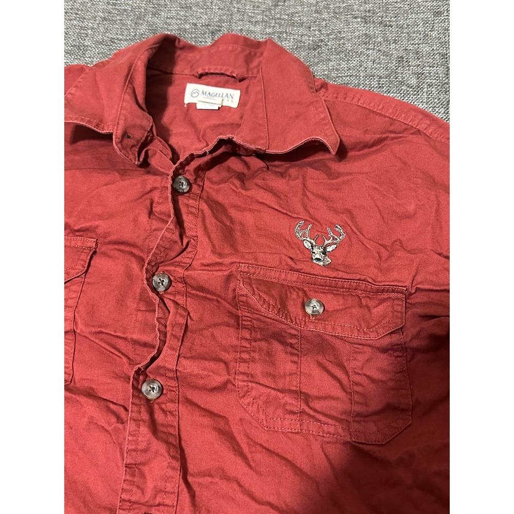 Magellan Outdoors Men's XL Red‎ Chamois Deer Embroidered Long Sleeve Shirt - Picture 5 of 7